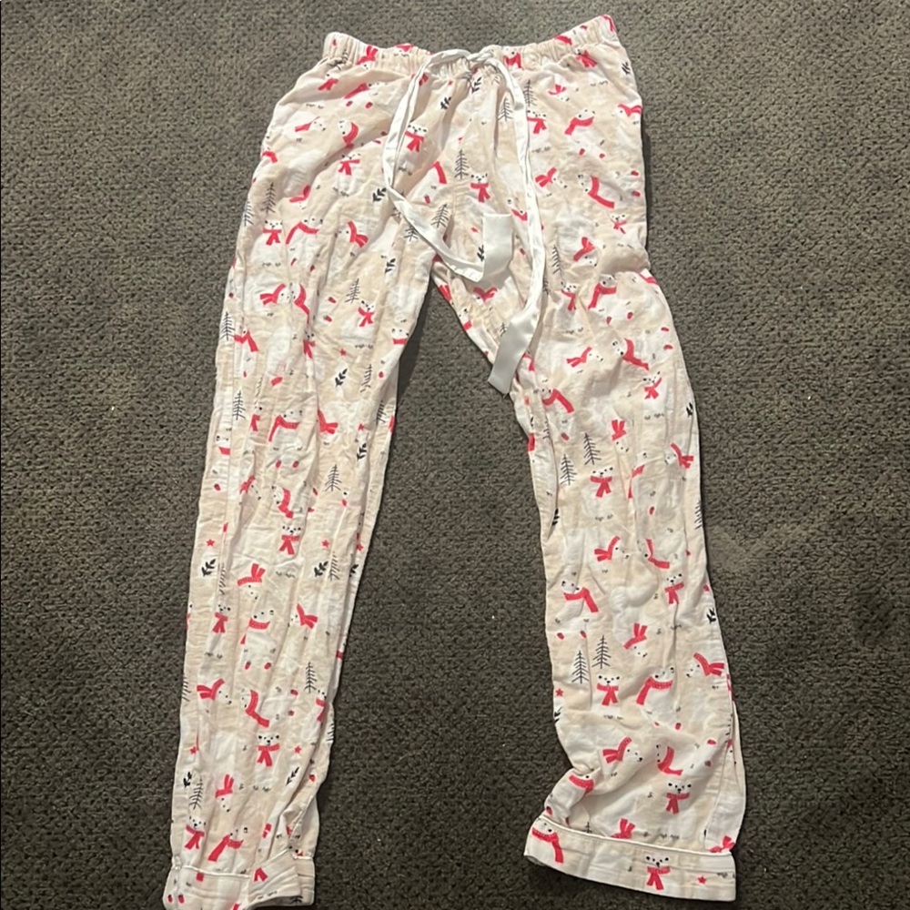 Festive Pajama Pants with Red and White Plar Bear Print